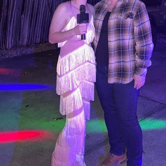 Fringe Spaghetti-Strap Jumpsuit in Dusty Pink - Picture 6 of 7